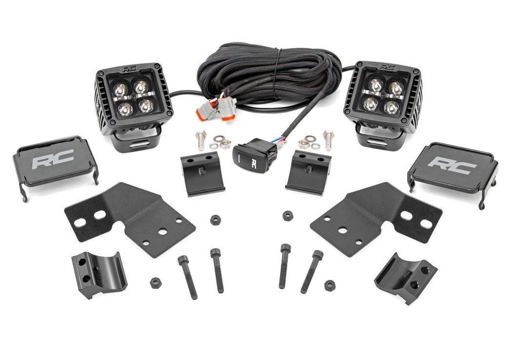 Rough Country LED Light Kit - Front Mount - 2" Black Pair - Amber DRL | Polaris XPEDITION ADV 5