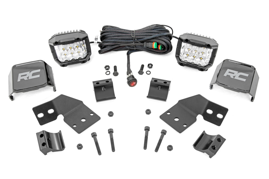Rough Country LED Light Kit - Front Mount - 3" Chrome Pair - Wide Angle | Polaris XPEDITION ADV 5