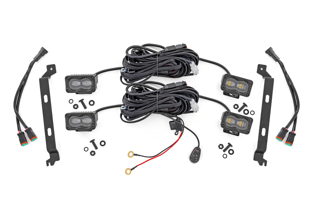Rough Country LED Fog Light Kit - 3x1.75 Inch Black Series Slim Aux - Yellow | Toyota Tacoma (2024-2026)