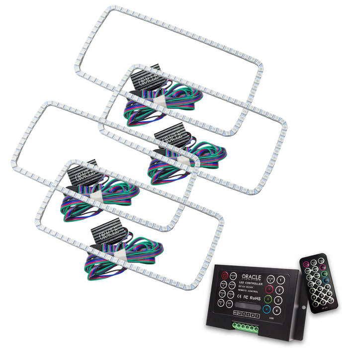 ORACLE 2007-2013 GMC Sierra Headlight Square Ring Halo - ColorSHIFT - with 2.0 Controller