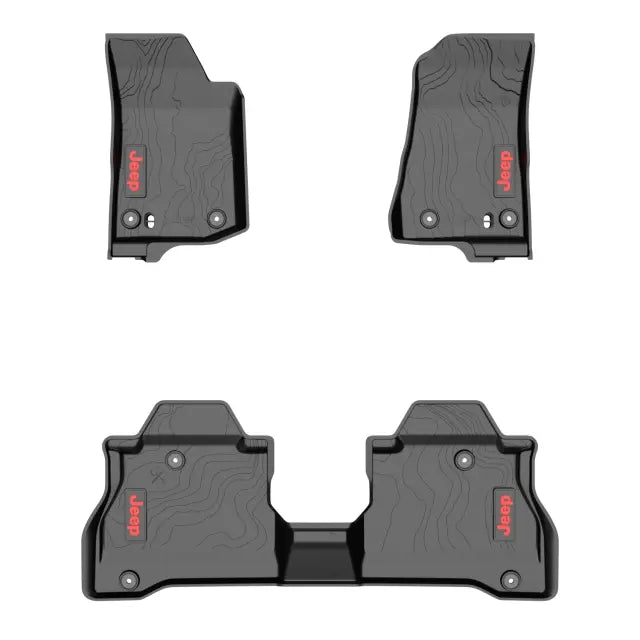 All-Weather Floor Mats, 4-Piece, Black, Red Jeep Logo