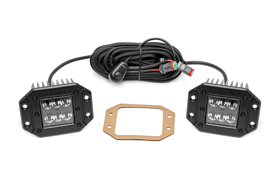 Rough Country 2 Inch Black Series LED Light Pods - Spot - Flush Mount