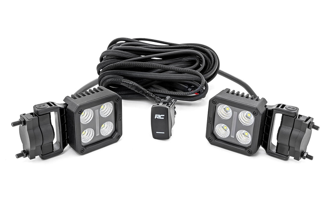 Rough Country Black Series LED Light Pair - 2 Inch - Flood - Swivel Mount
