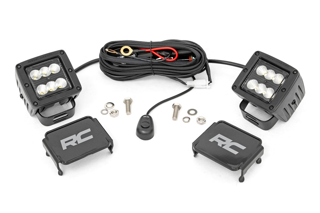 Rough Country 2 Inch Black Series LED Light Pods - Pair - Flood | P/N 70133BL