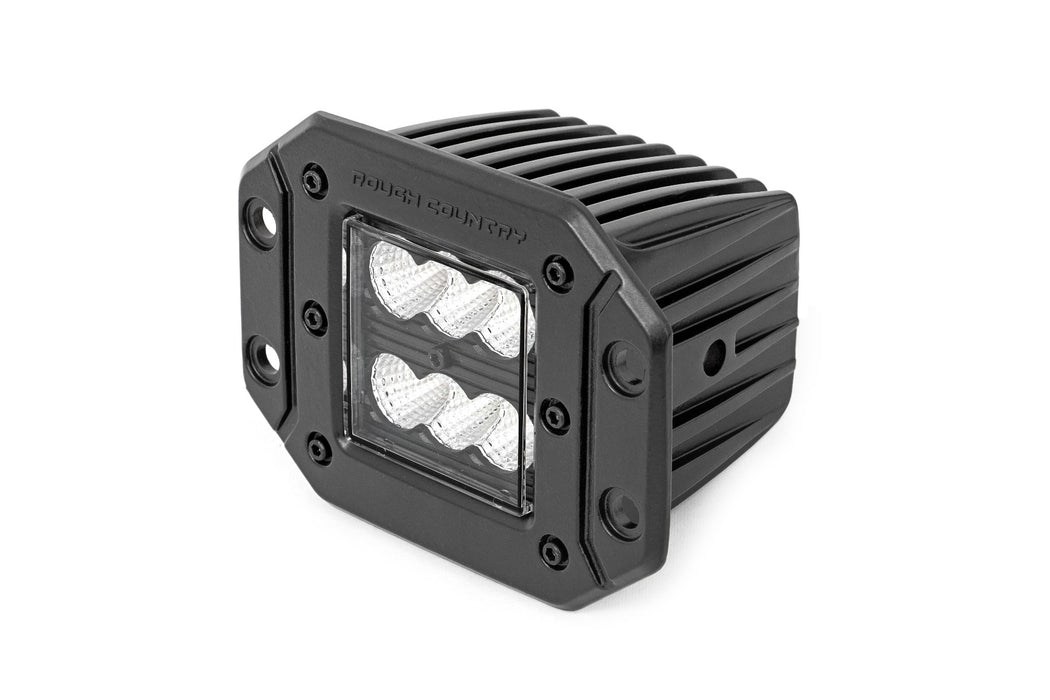 Rough Country 2 Inch Black Series LED Light Pods - Pair - Flood - Flush Mount