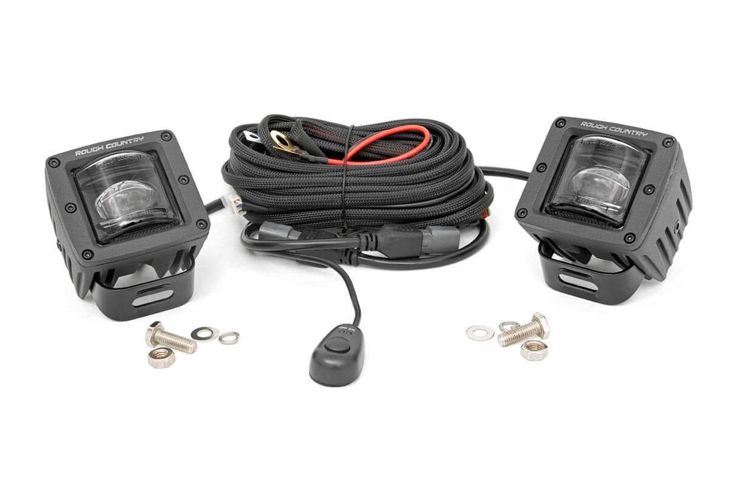 Rough Country 2 Inch Black Series LED Light Pods - SAE Fog - Pair