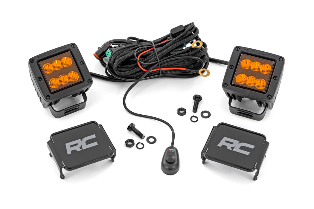 2 Inch Black Series LED Light Pods - Spot - Amber - Square