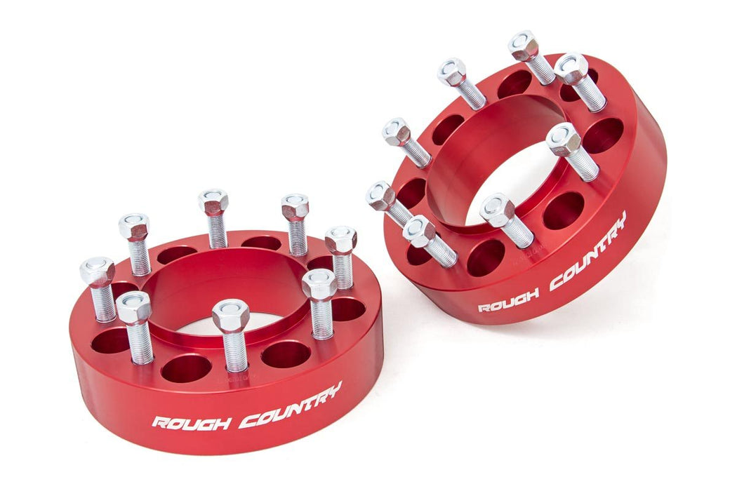 Rough Country 2 Inch Wheel Spacers - 8x170 - Red | Ford F-250/F-350 Super Duty 4WD (03-25)