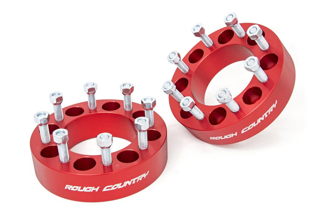 Rough Country 2 Inch Wheel Spacers - 8x6.5 - Red | Multiple Makes &amp; Models (Chevy/GMC/Ram)