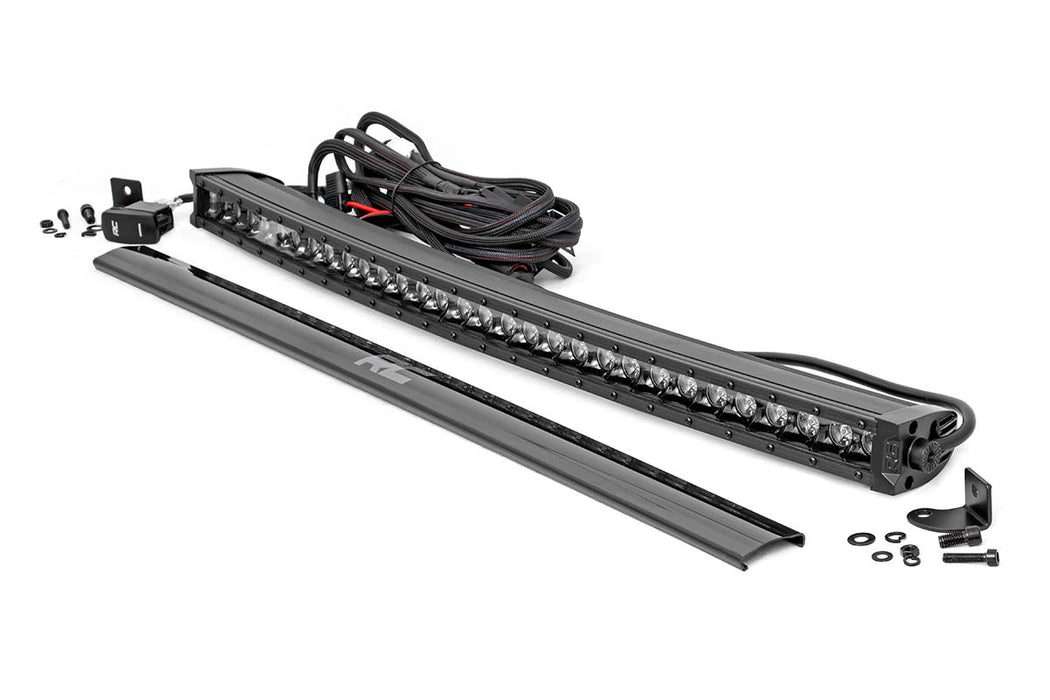 Rough Country 30 Inch Black Series LED Light Bar - Curved - Single Row - Cool White DRL