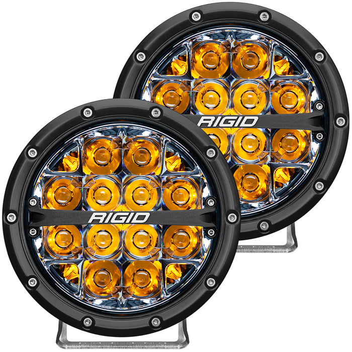 RIGID 360-Series 6 Inch Led Off-Road Spot Beam Amber Backlight Pair