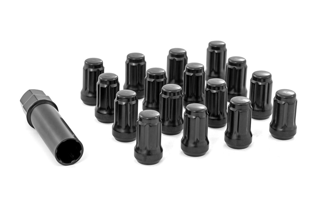 Rough Country Lug Nut Set - M12x1.5 - 16 Qty - Splined - Black