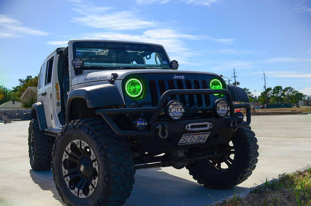 ORACLE Surface Mount LED Headlight Halo Kit, Green, Jeep Wrangler (2007-2017), view 3