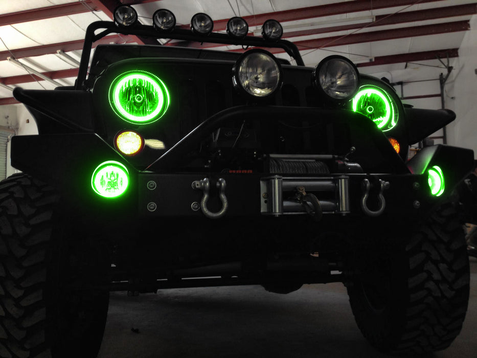 ORACLE Surface Mount LED Headlight Halo Kit, Green, Jeep Wrangler (2007-2017), view 6