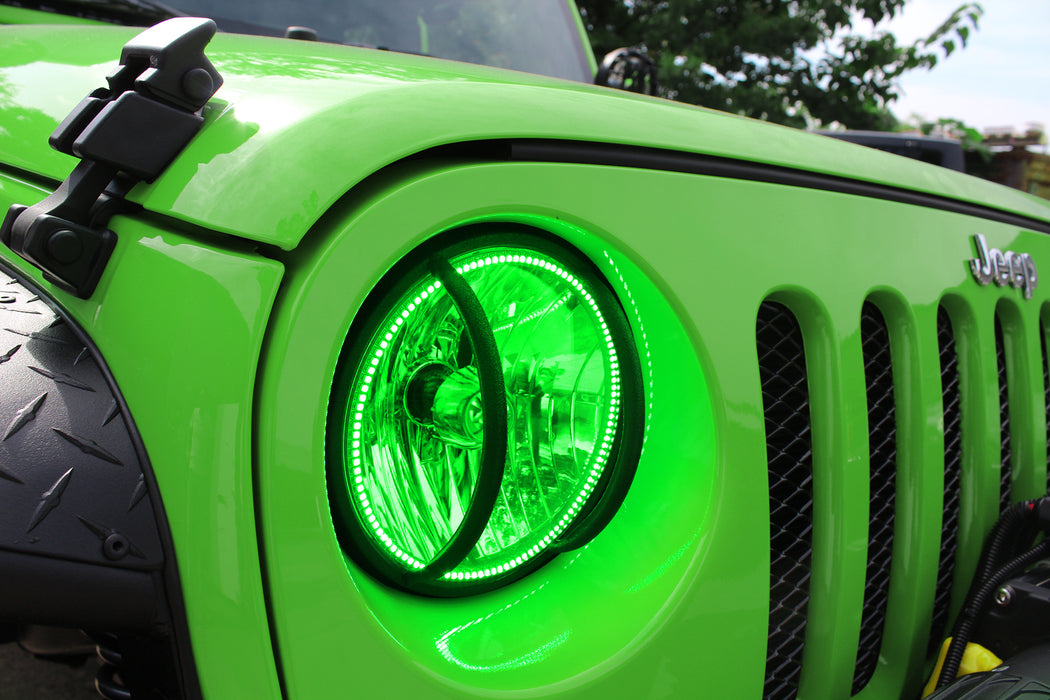 ORACLE Surface Mount LED Headlight Halo Kit, Green, Jeep Wrangler (2007-2017), view 7