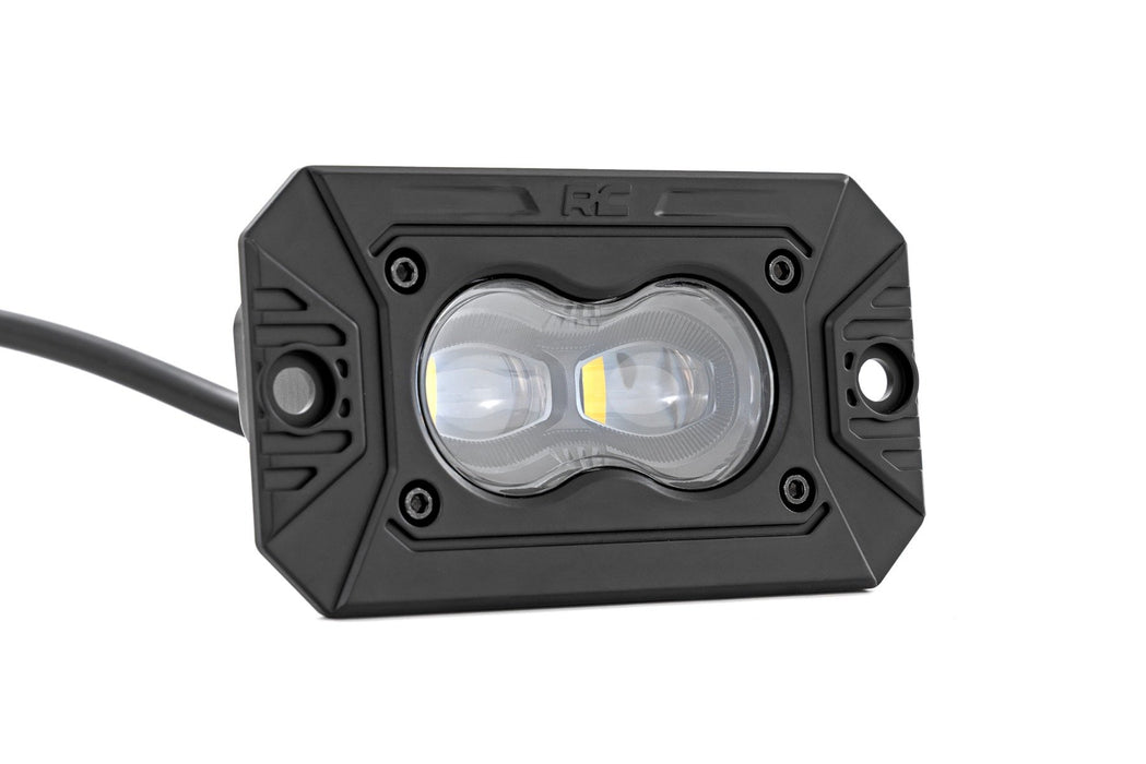 Rough Country 3x1.75 Inch Black Series LED Slim Aux - SAE Fog - Flush Mount - Pair