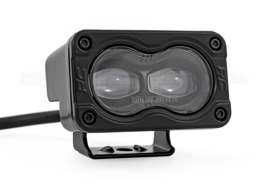 Rough Country 3x1.75 Inch Black Series - Yellow - LED Slim Aux - SAE Fog - Pair
