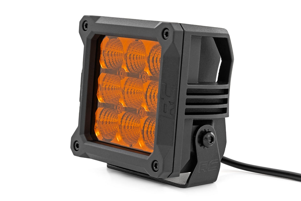 Rough Country 4 Inch LED Amber Light Pods - Square - Amber DRL - Pair