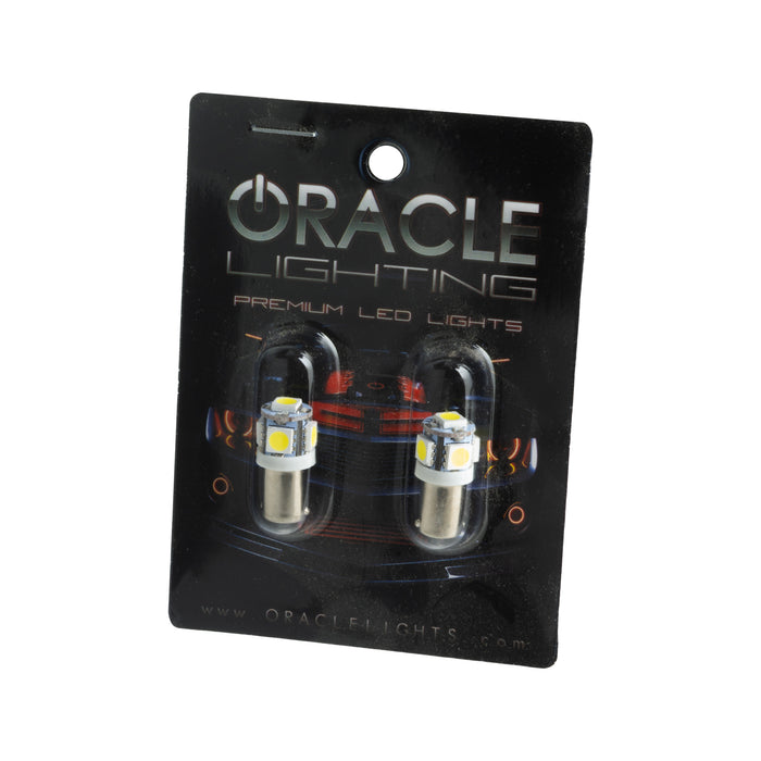 ORACLE BA9S 5 LED 3 Chip Bayonet Bulbs (Pair), White
