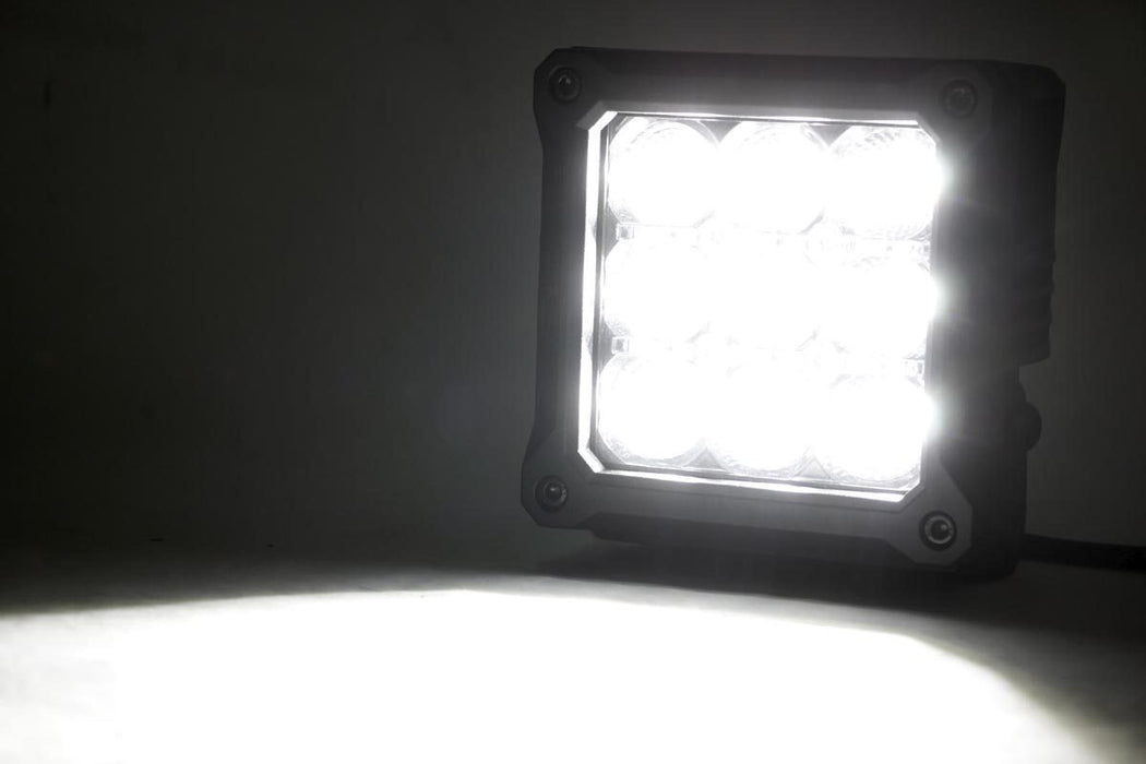 Rough Country 4 Inch Chrome Series LED Light Pods - Square - White DRL - Pair