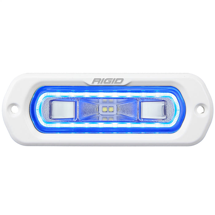 RIGID Industries 51201 SR-L Series Marine Spreader Pod, 2 Wire Flush Mount, White W/Blue Halo
