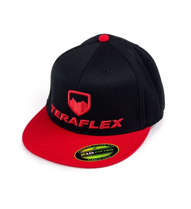 TeraFlex FlexFit 2-Tone Flat Visor Hat, Black/Red, Small/Medium