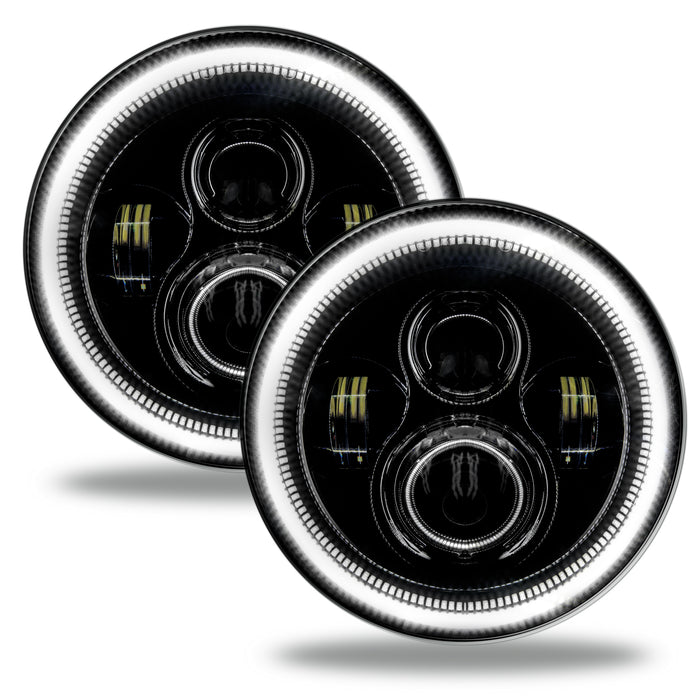 ORACLE 7" High Powered LED Headlights, Black Bezel, White