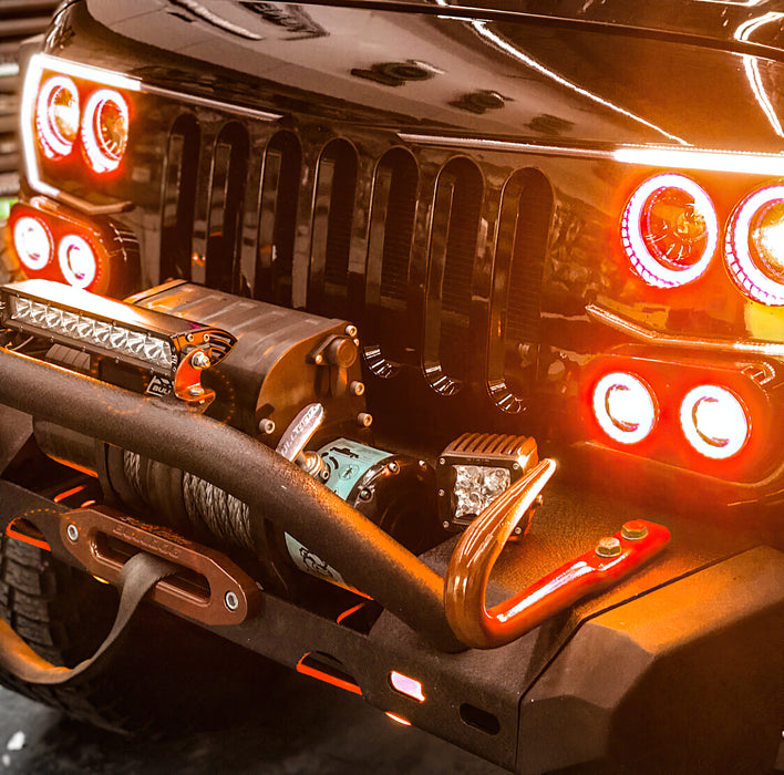 ORACLE VECTOR™ Grill Surface Mount LED Halo Kit, ®, w/BC2 Controller, ColorSHIFT, Jeep JK/JL/JT, view 6