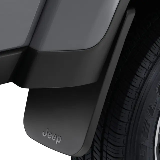 Rear Splash Guards, Wide Track Axles, Black, Jeep Logo