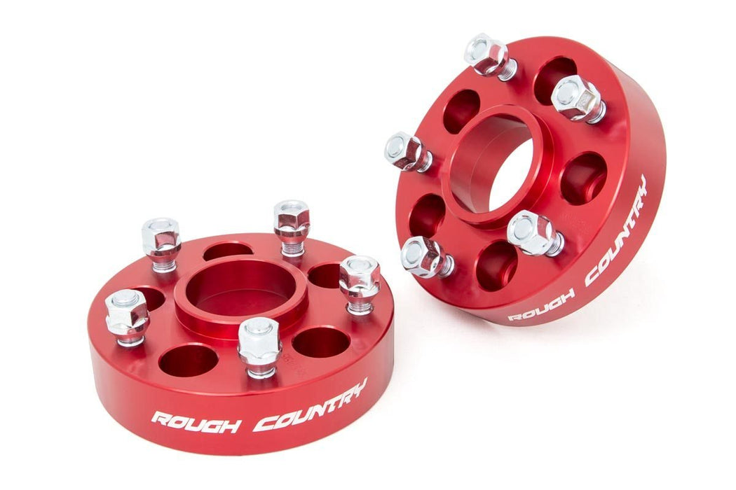 Rough Country 1.5 Inch Wheel Adapters - 5x4.5 to 5x5 - Red | Jeep Comanche MJ/Wrangler TJ/Wrangler Unlimited