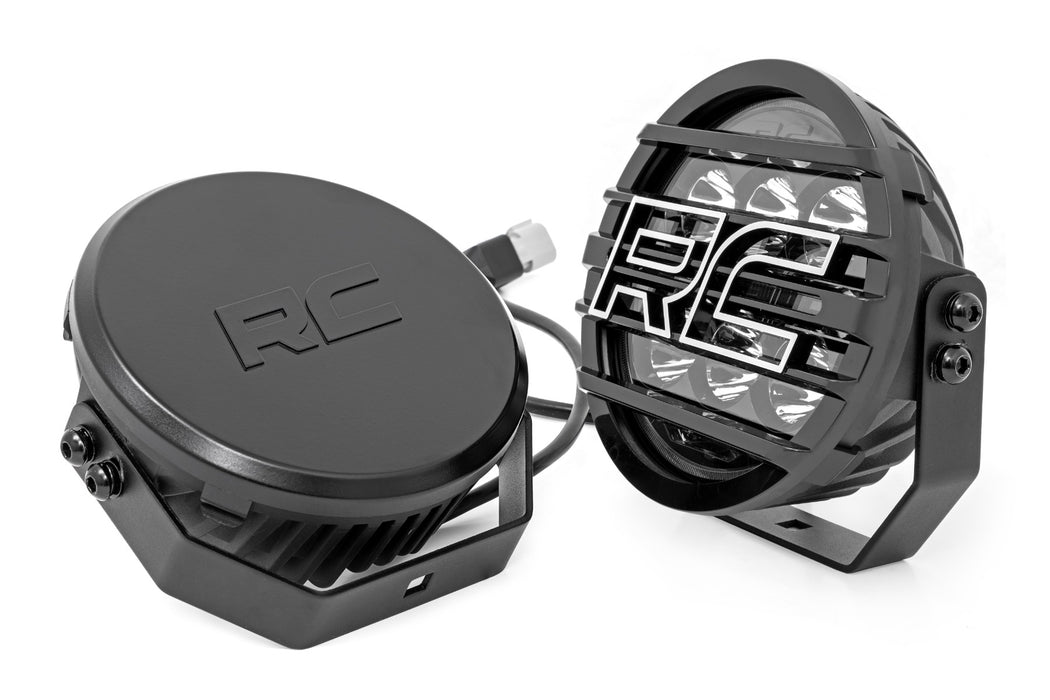 Rough Country Black Series Halo LED Light Pair - White/Amber DRL - 6.5 Inch - Round