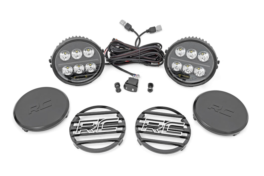Rough Country Black Series Halo LED Light Pair - White/Amber DRL - 6.5 Inch - Round