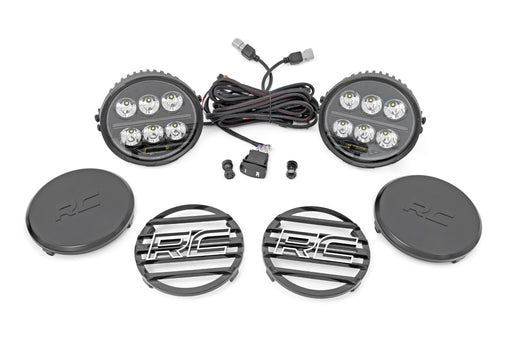 Rough Country Black Series Halo LED Light Pair, White/Amber DRL, 6.5 Inch, Round