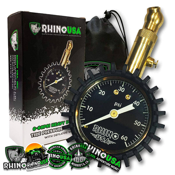 Rhino USA Heavy Duty 60 PSI Tire Pressure Gauge | P/N RGAUG-060