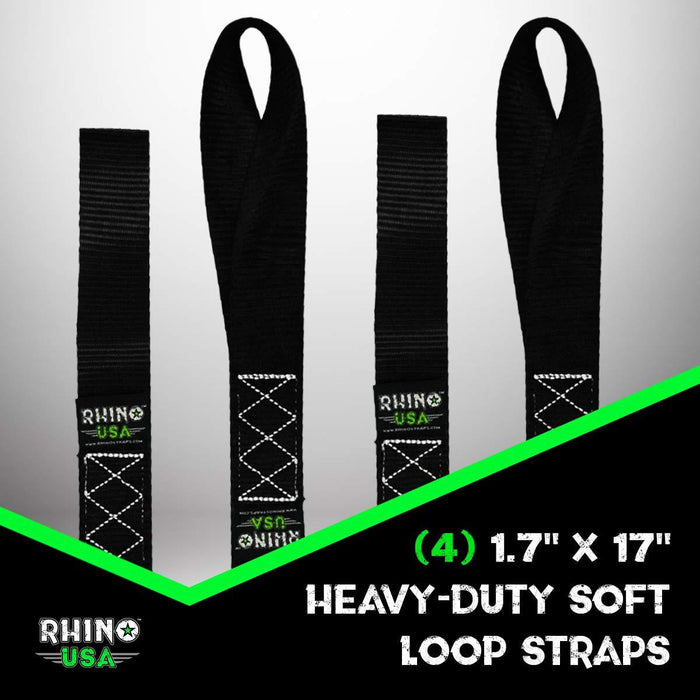 RHINO USA SOFT LOOPS MOTORCYCLE TIE-DOWN SET 4-PACK BLACK