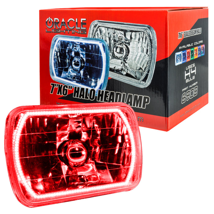 ORACLE Pre-Installed Lights 7x6 IN. Sealed Beam, Red Halo
