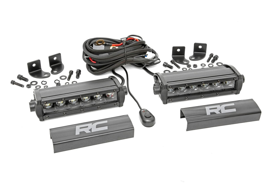 Rough Country 6 Inch Black Series LED Light Bar, Single Row, Pair