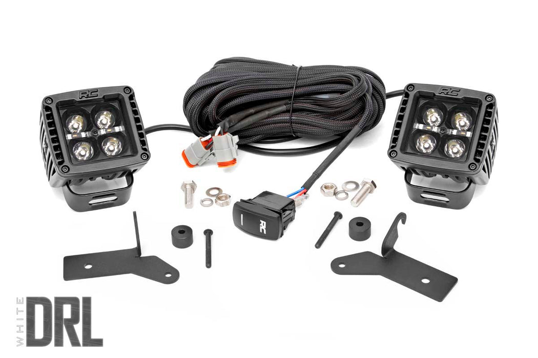 LED Light Kit - Hinge Mount - 2 inch Black Pair - White DRL - Jeep Gladiator JT/Wrangler JL (18-24)