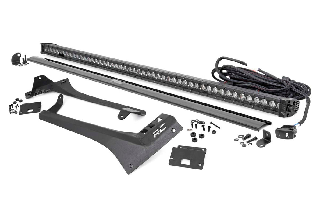 LED Light Kit - Windshield - 50 inch BLK Single Row - WHT DRL - Jeep Gladiator JT/Wrangler JL (18-24)