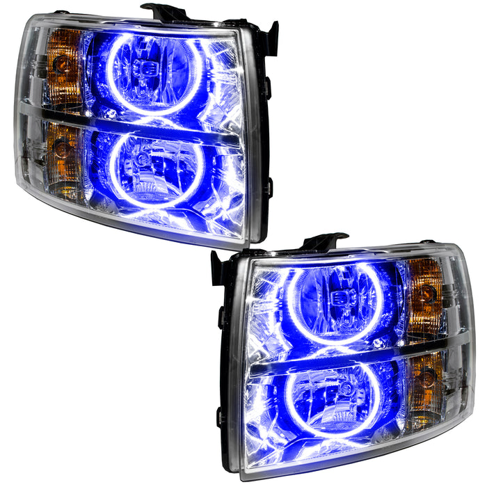ORACLE 2007-2013 Chevrolet Silverado Pre-Assembled Halo Headlights - (Round Halos) - Blue