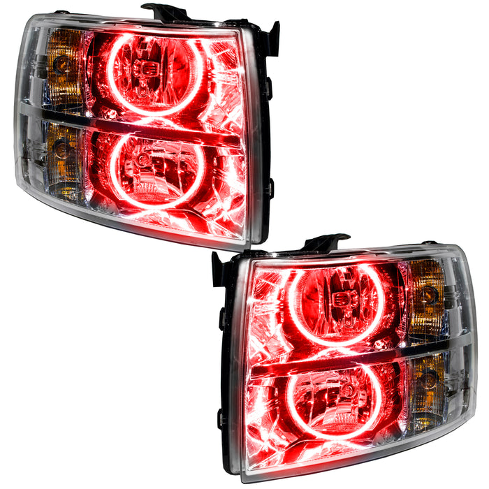 ORACLE 2007-2013 Chevrolet Silverado Pre-Assembled Halo Headlights - (Round Halos) - Red