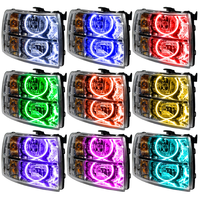 ORACLE 2007-2013 Chevrolet Silverado Pre-Assembled Halo Headlights - (Round Halos) - ColorSHIFT - with 2.0 Controller