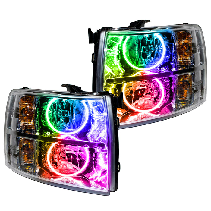 ORACLE 2007-2013 Chevrolet Silverado Pre-Assembled Halo Headlights - (Round Halos) - ColorSHIFT - with No Controller