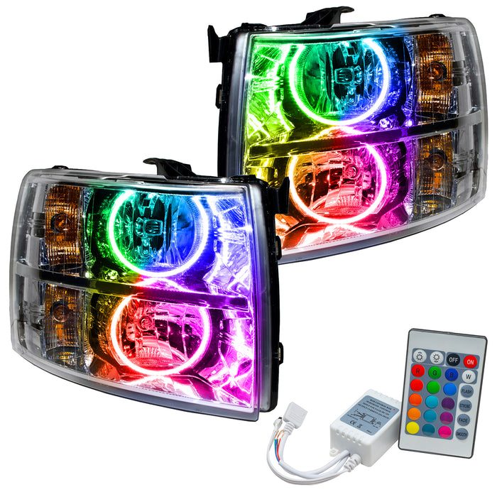 ORACLE 2007-2013 Chevrolet Silverado Pre-Assembled Halo Headlights - (Round Halos) - ColorSHIFT - with Simple Controller