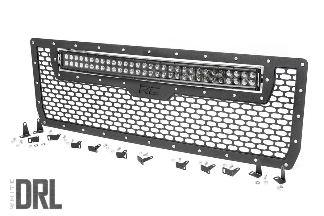 Mesh Grille - 30 inch Dual Row LED - Black - White DRL - GMC Sierra 1500 (14-15)