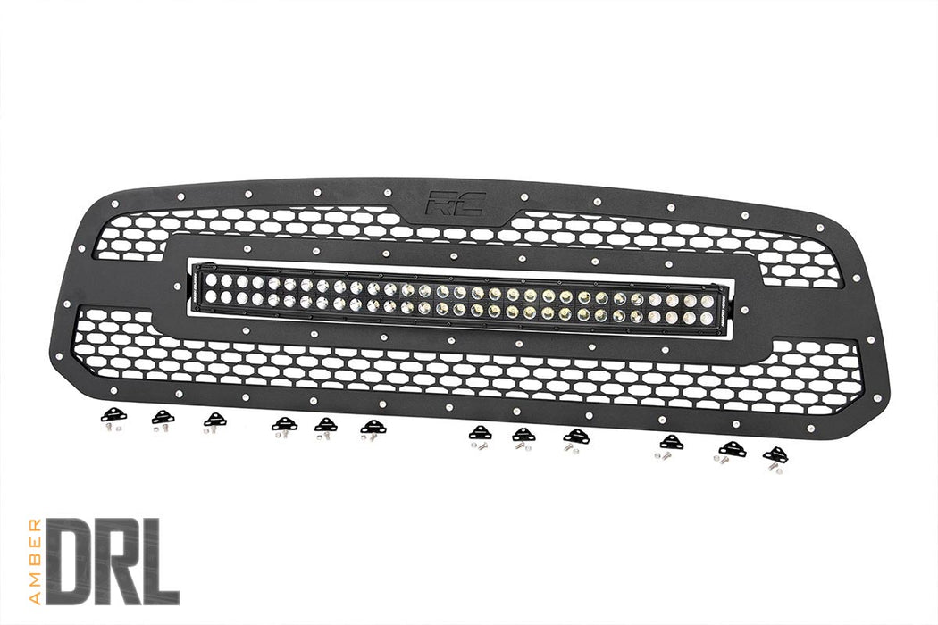 Mesh Grille - 30 inch Dual Row LED - Black - Amber DRL - Ram 1500 2WD/4WD (13-18 & Classic)