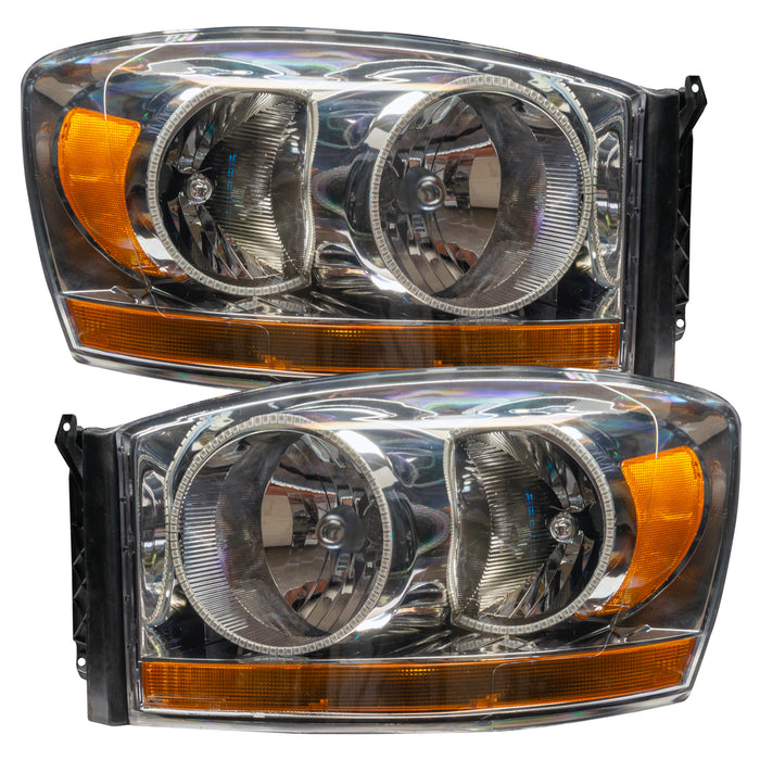 ORACLE 2006 Dodge Ram Pre-Assembled Halo Headlights - (Chrome) - ColorSHIFT - with RF Controller