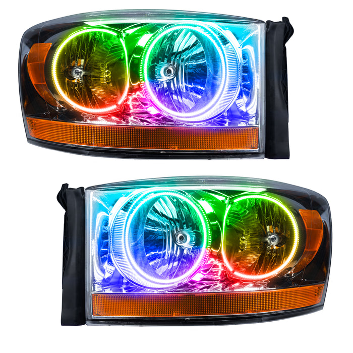 ORACLE 2006 Dodge Ram Pre-Assembled Halo Headlights - (Chrome) - ColorSHIFT - with No Controller