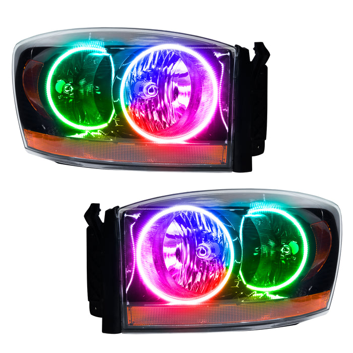 ORACLE 2006 Dodge Ram Pre-Assembled Halo Headlights - (Black) - ColorSHIFT - with No Controller