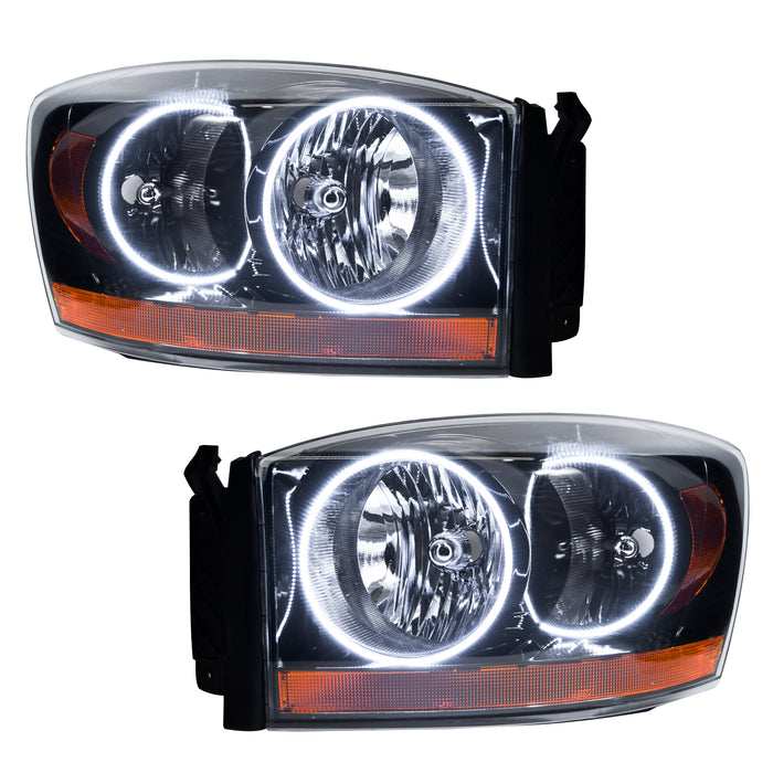 ORACLE 2006 Dodge Ram Pre-Assembled Halo Headlights - (Black) - ColorSHIFT - with No Controller